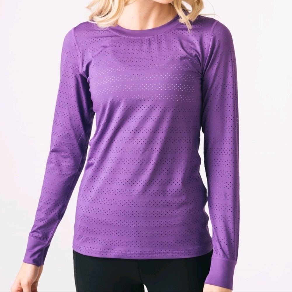ZYIA Active Purple Breathable Mesh Workout Longsleeve Top